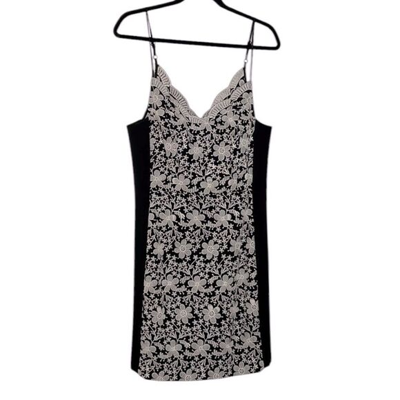 EUC Eva Franco at Anthropologie Black & Off-White Floral Embroidery Dress - Picture 2 of 8